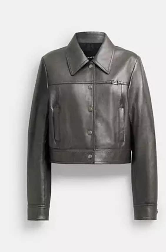 Metallic Heritage Signature Shrunken Jacket in black