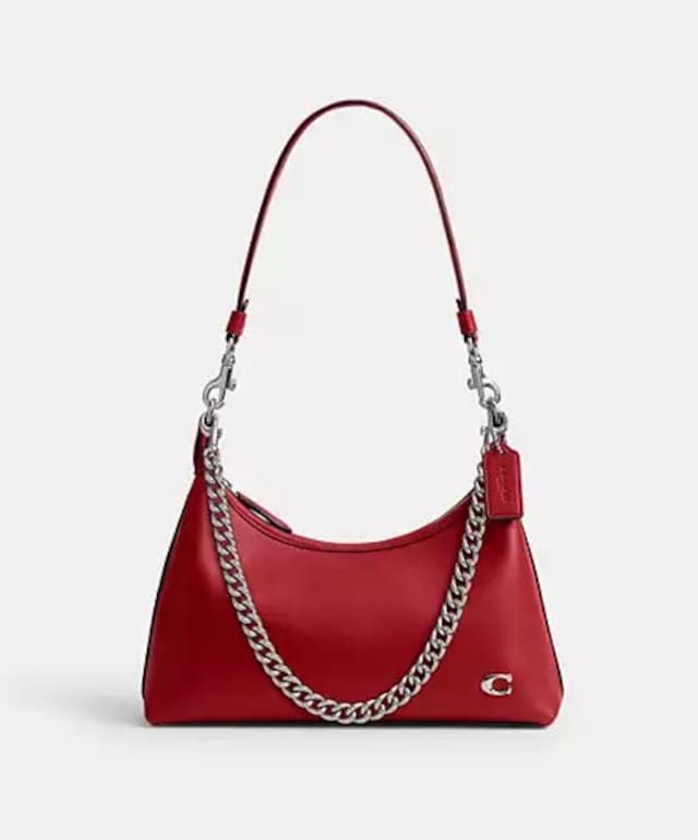 Juliet Shoulder Bag 25 in red, brass/chalk & black